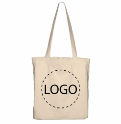 Baumwolltaschen ekru mit logo